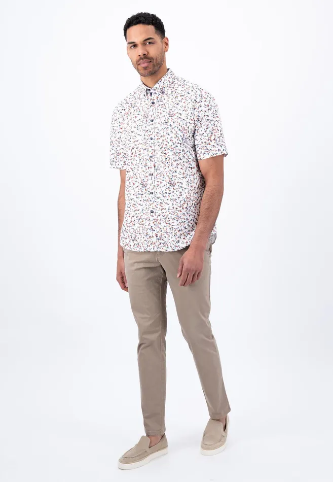 Sale Men FYNCHHATTON Fashionable Short sleeved Shirt With Logo Pattern Orient Reddusty Lavender
