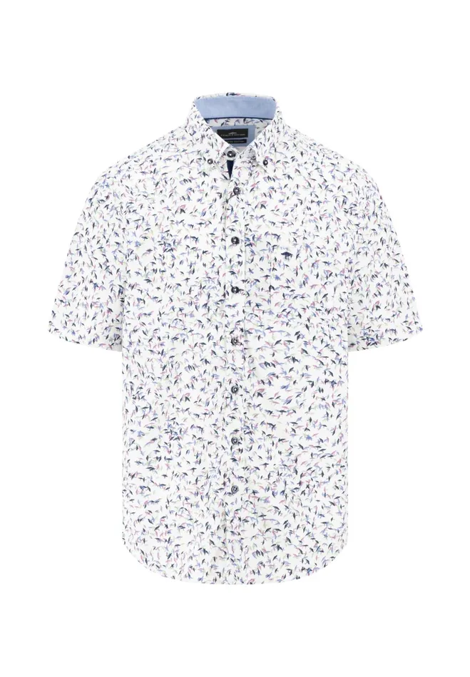 Sale Men FYNCHHATTON Fashionable Short sleeved Shirt With Logo Pattern Orient Reddusty Lavender