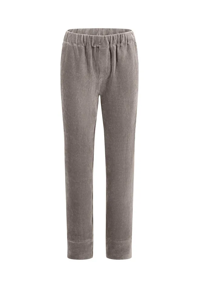 Sale Women FYNCHHATTON Cord Pants Made Of Soft Jerseycord Modern Plummilktaupe