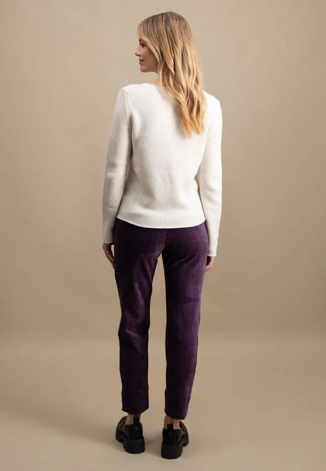 Sale Women FYNCHHATTON Cord Pants Made Of Soft Jerseycord Modern Plummilktaupe