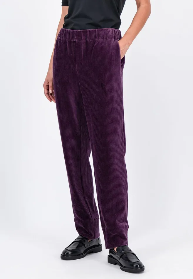 Sale Women FYNCHHATTON Cord Pants Made Of Soft Jerseycord Modern Plummilktaupe