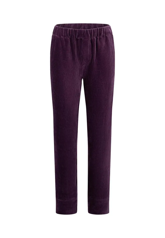 Sale Women FYNCHHATTON Cord Pants Made Of Soft Jerseycord Modern Plummilktaupe