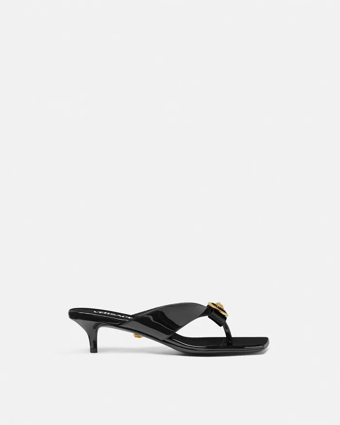 Sandals Women Versace Gianni Ribbon Mules 45 Mm Blackgold