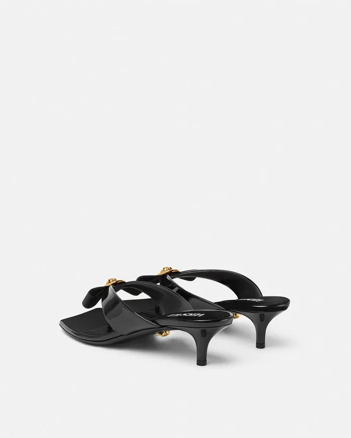 Sandals Women Versace Gianni Ribbon Mules 45 Mm Blackgold