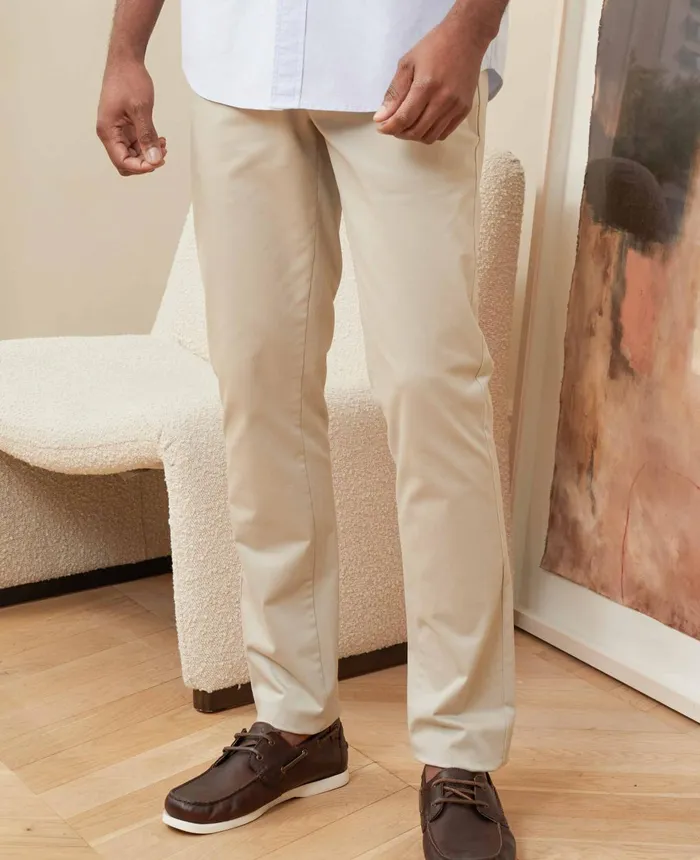 Savile Row Company Beige Stretch Cotton Classic Fit Flat Front Chinos Mct332bei Men Chinos And Shorts
