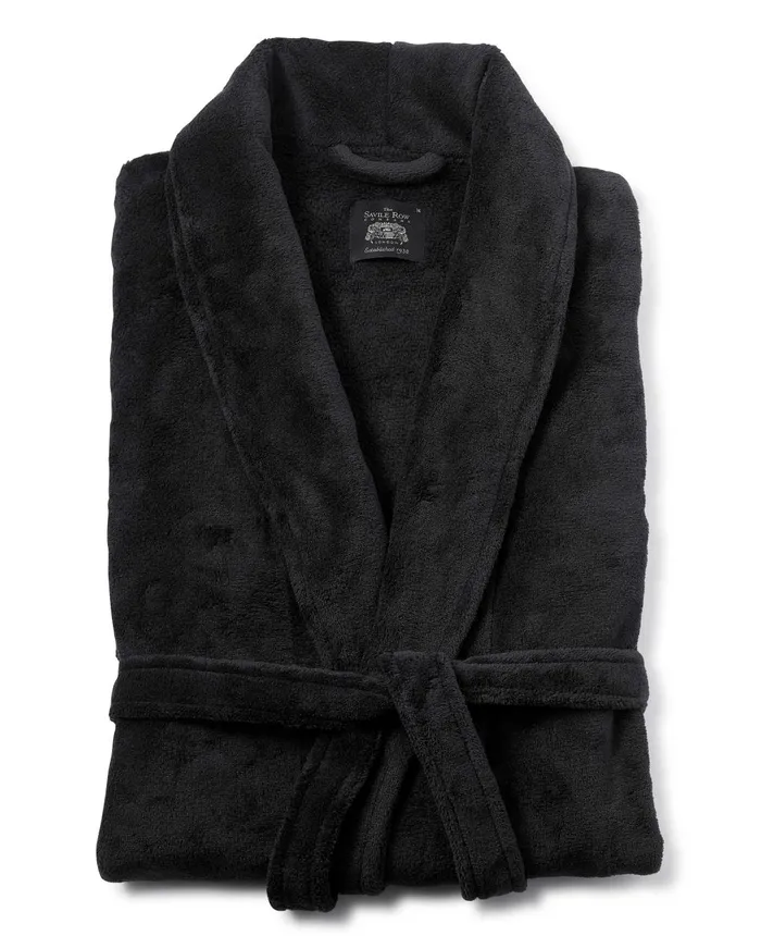 Savile Row Company Black Fleece Dressing Gown Black Fleece Men Dressing Gowns and Robes
