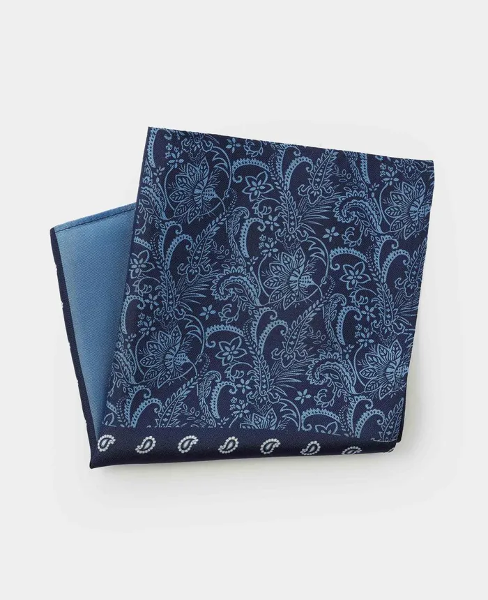Savile Row Company Blue 4 In 1 Silk Pocket Square Blue Navy Men Pocket Squares