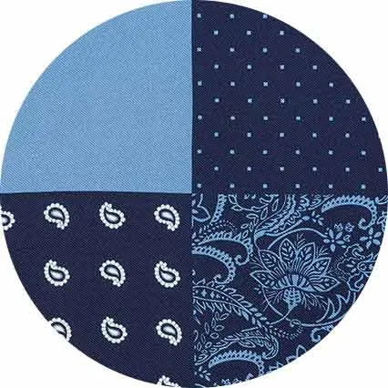 Savile Row Company Blue 4 In 1 Silk Pocket Square Blue Navy Men Pocket Squares