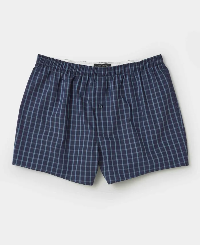 Savile Row Company Blue Check Boxer Shorts Men Underwear