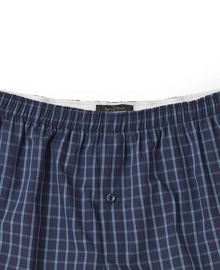 Savile Row Company Blue Check Boxer Shorts Men Underwear