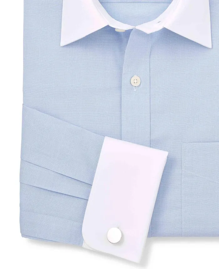 Savile Row Company Blue Cotton Prince Of Wales Check Classic Fit Winchester Formal Shirt 8211 Double Cuff Blue Pow Men Formal Shirts Savile Row Company Blue Cotton Prince Of Wales Check Classic Fit Winchester Formal Shirt 8211 Double Cuff Blue Pow Men Formal Shirts