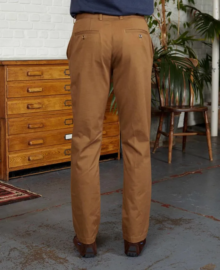 Savile Row Company Cappuccino Brown Stretch Cotton Classic Fit Flat Front Chinos Dark Tan Men Chinos And Shorts