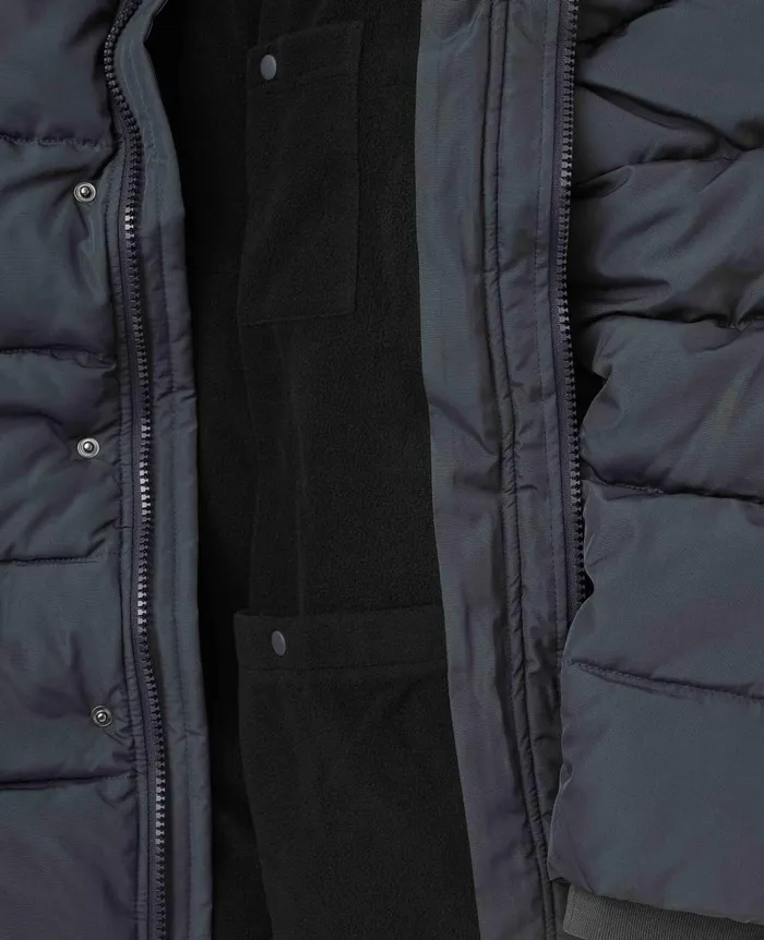 Savile Row Company Dark Grey Hooded Puffer Jacket With Rib Knit Storm Cuffs Dark Grey Men Outerwear