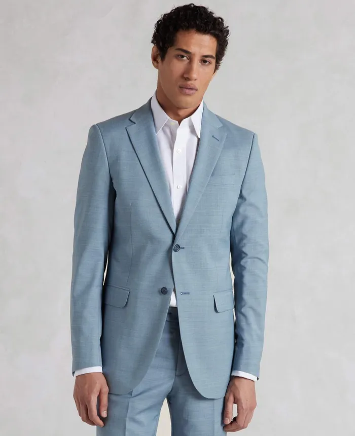 Savile Row Company Light Blue WoolBlend Tailored Suit Men Tailored Suits