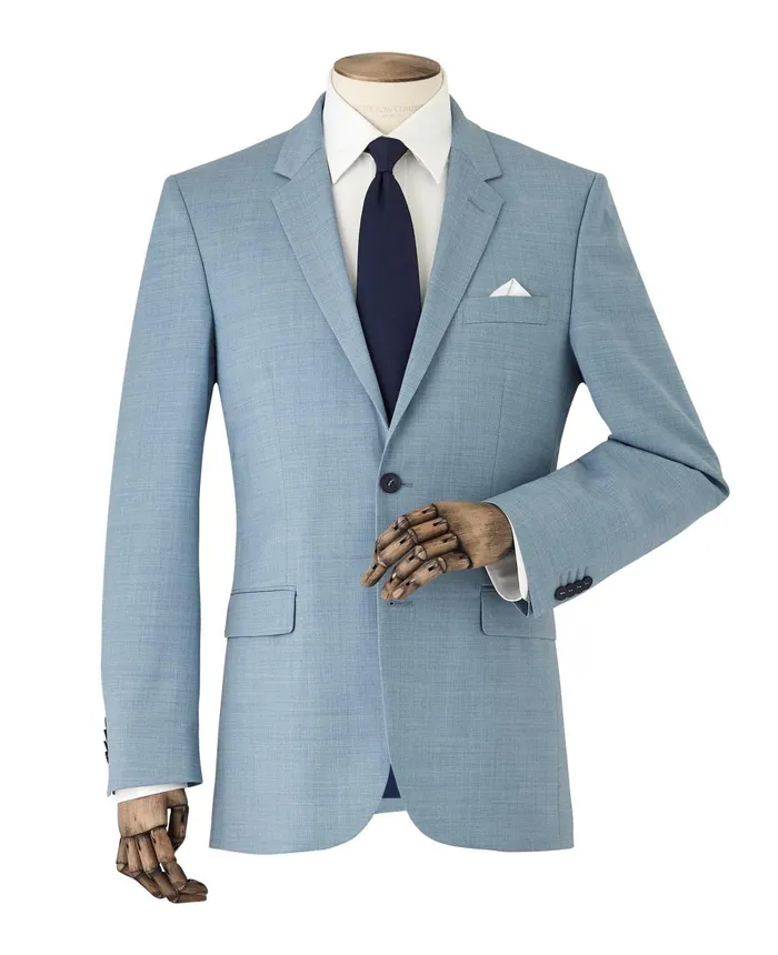 Savile Row Company Light Blue WoolBlend Tailored Suit Men Tailored Suits