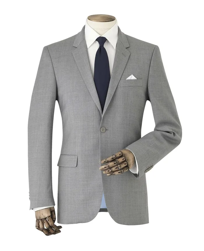 Savile Row Company MidGrey WoolBlend Tailored Suit Men Tailored Suits