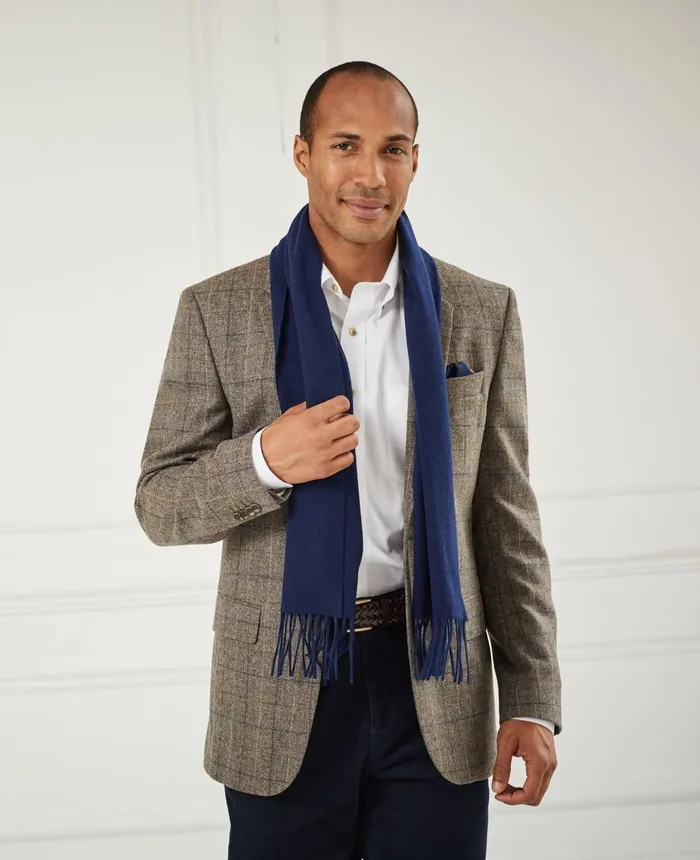 Savile Row Company Navy Cashmere Scarf Msf903nav Men Scarves
