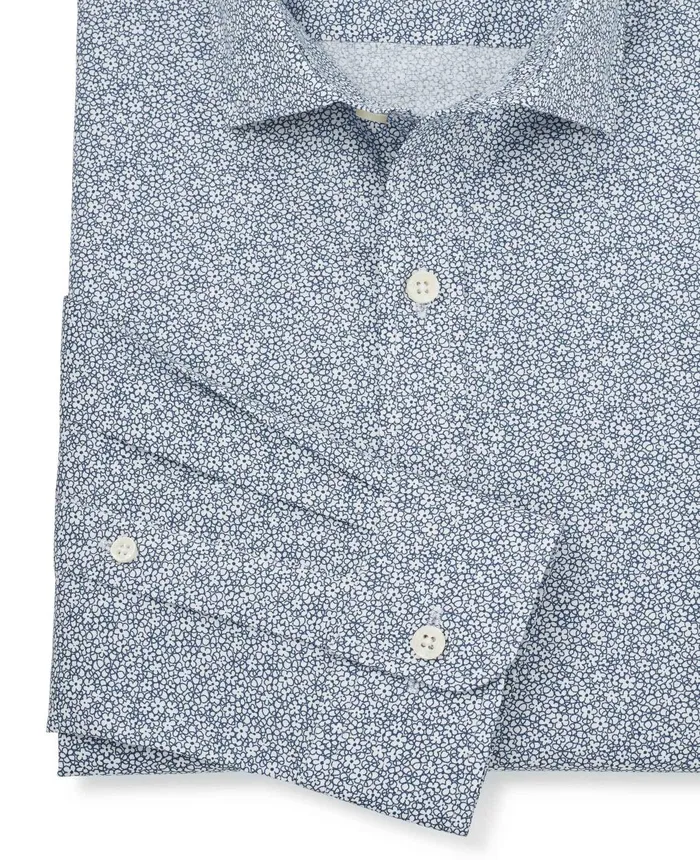 Savile Row Company Navy White Stretch Cotton Printed Slim Fit Casual Shirt Men Smart Casual Shirts Savile Row Company Navy White Stretch Cotton Printed Slim Fit Casual Shirt Men Smart Casual Shirts
