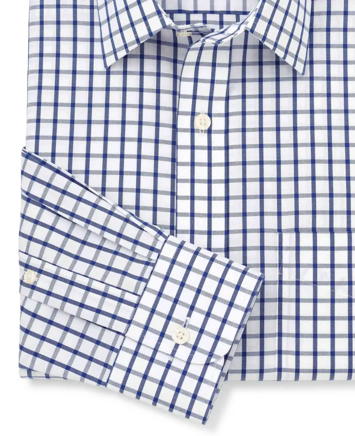 Savile Row Company White Blue Check Classic Fit NonIron Formal Shirt 8211 Single Cuff Men NonIron Shirts Savile Row Company White Blue Check Classic Fit NonIron Formal Shirt 8211 Single Cuff Men NonIron Shirts