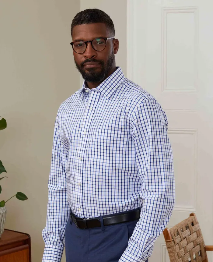 Savile Row Company White Blue Check Classic Fit NonIron Formal Shirt 8211 Single Cuff Men NonIron Shirts Savile Row Company White Blue Check Classic Fit NonIron Formal Shirt 8211 Single Cuff Men NonIron Shirts