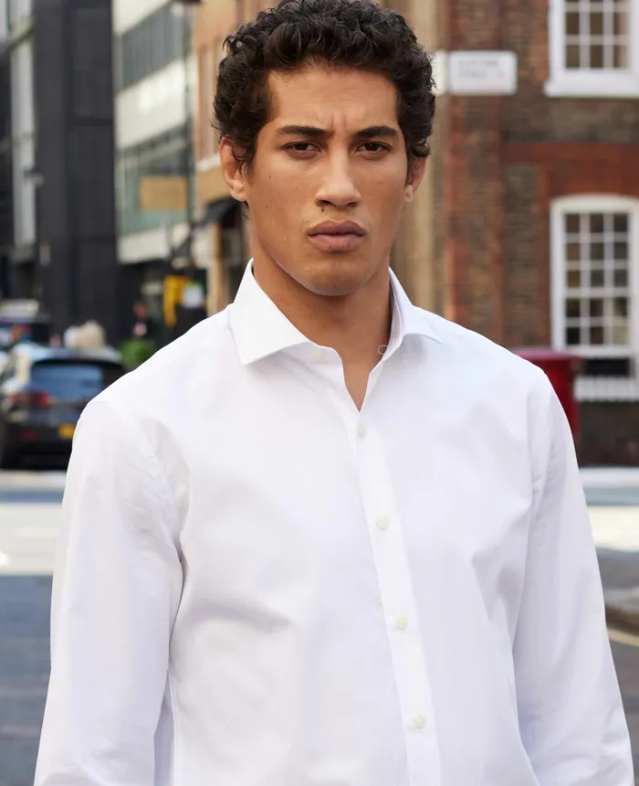 Savile Row Company White Poplin Slim Fit Formal Shirt 8211 Single Cuff Men Formal Shirts
