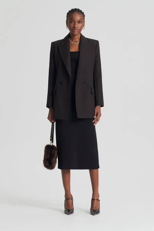 Scanlan Theodore CREPE KNIT PENCIL SKIRT MIDI DARKCHOCOLATE Women Skirts