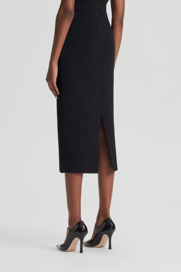 Scanlan Theodore CREPE KNIT PENCIL SKIRT MIDI DARKCHOCOLATE Women Skirts