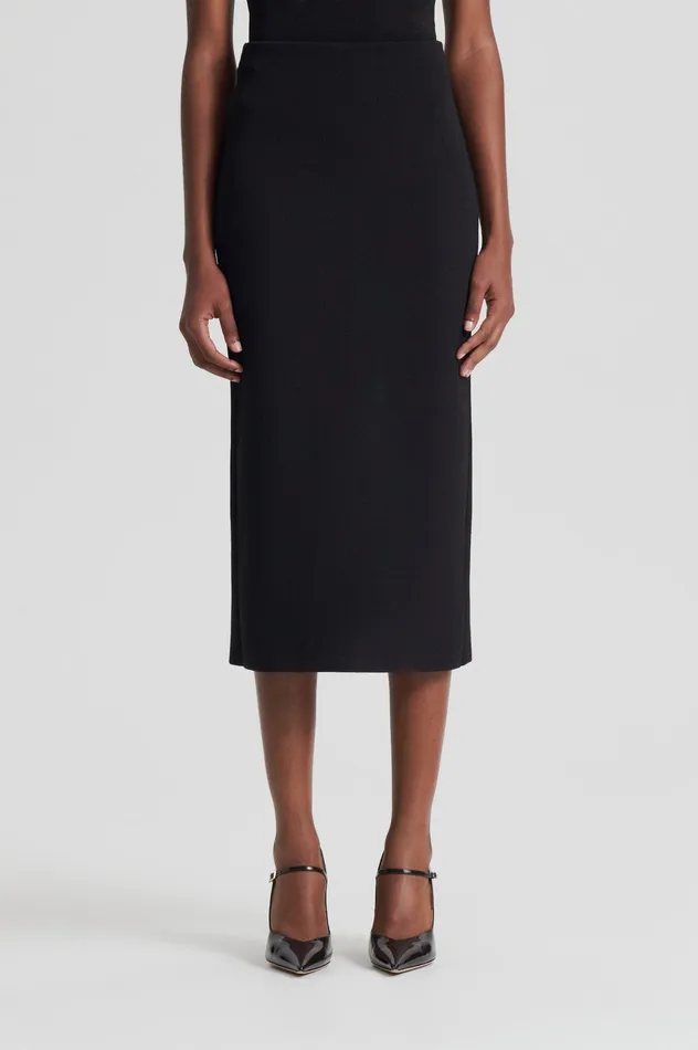 Scanlan Theodore CREPE KNIT PENCIL SKIRT MIDI DARKCHOCOLATE Women Skirts
