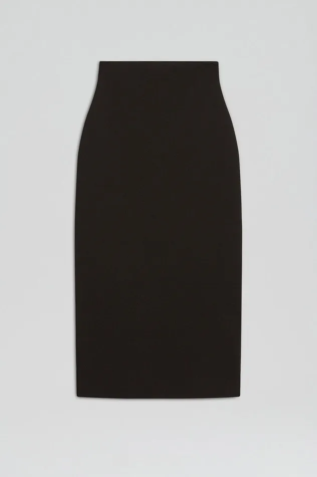 Scanlan Theodore CREPE KNIT PENCIL SKIRT MIDI DARKCHOCOLATE Women Skirts