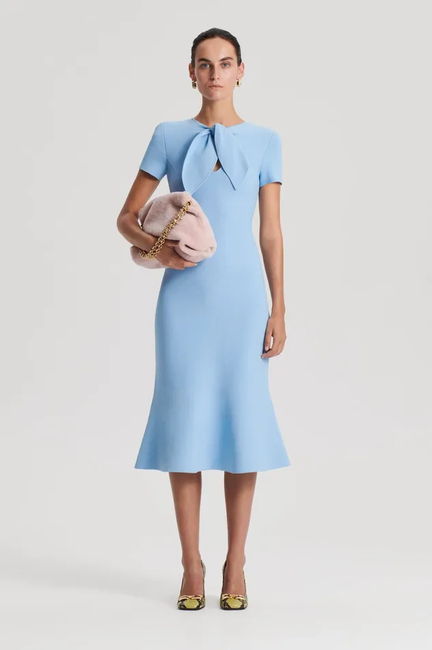 Scanlan Theodore Dresses Women CREPE KNIT CRAVAT DRESS RIVIERA