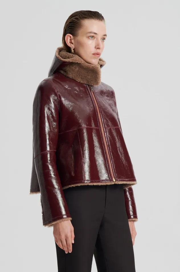 Scanlan Theodore Leather Women SHEARLING JACKET RASBRRYCAMEL Scanlan Theodore Leather Women SHEARLING JACKET RASBRRYCAMEL
