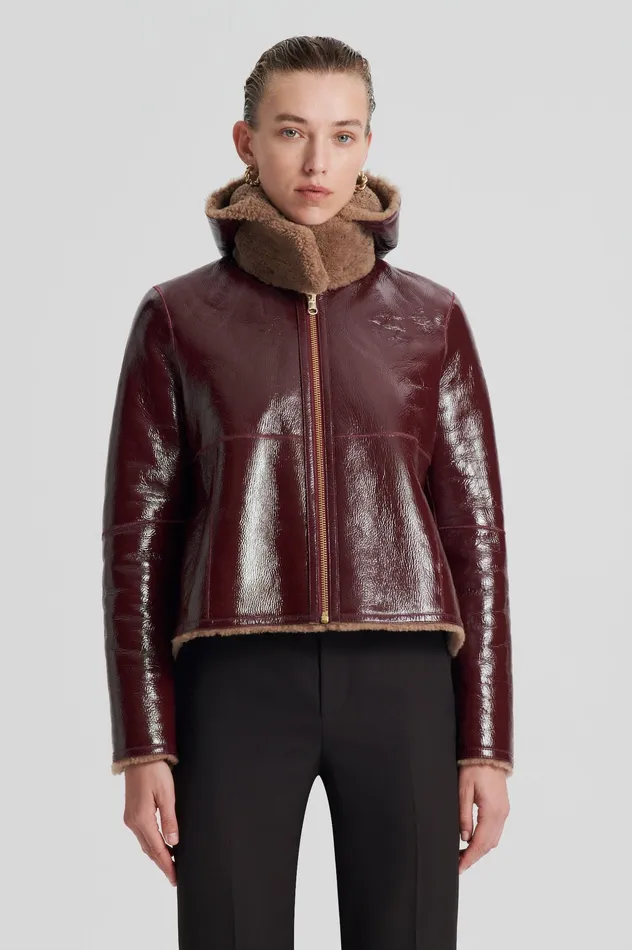 Scanlan Theodore Leather Women SHEARLING JACKET RASBRRYCAMEL Scanlan Theodore Leather Women SHEARLING JACKET RASBRRYCAMEL