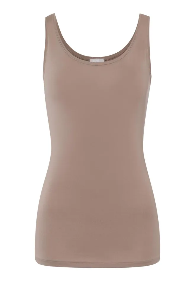 Scoop Neck Tank Top Taupe Grey Women HANRO Lounge Tops