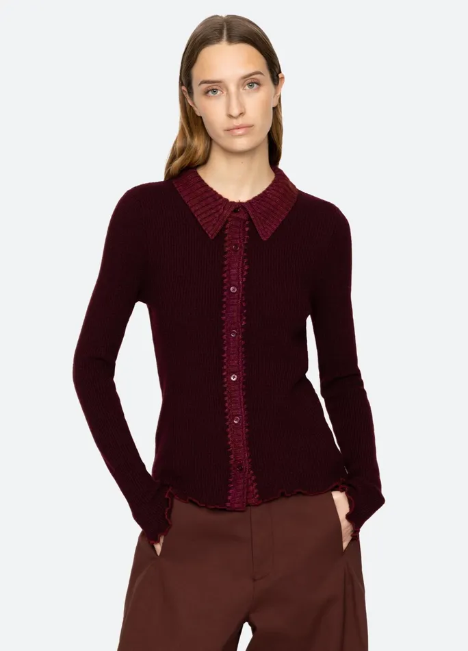 Sea New York Tops Clare Cardigan Burgundy 8211 Women