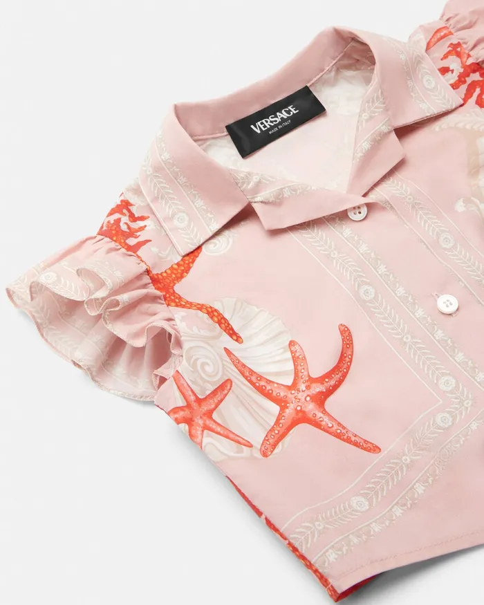 Shirts and Tshirts Kids Versace Barocco Sea Baby Knotted Shirt Coral