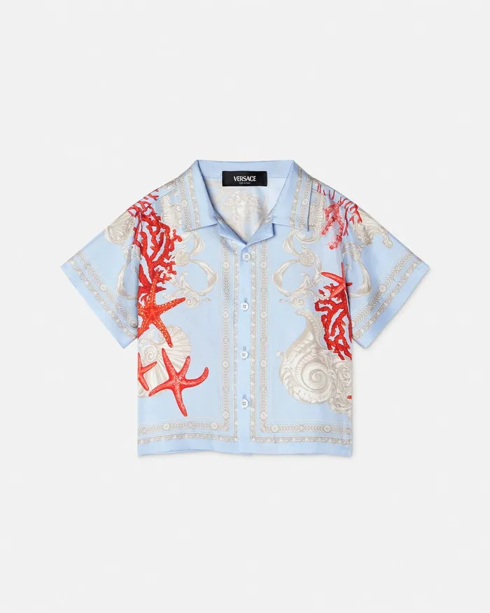 Shirts and Tshirts Kids Versace Barocco Sea Baby Silk Shirt Blueprint