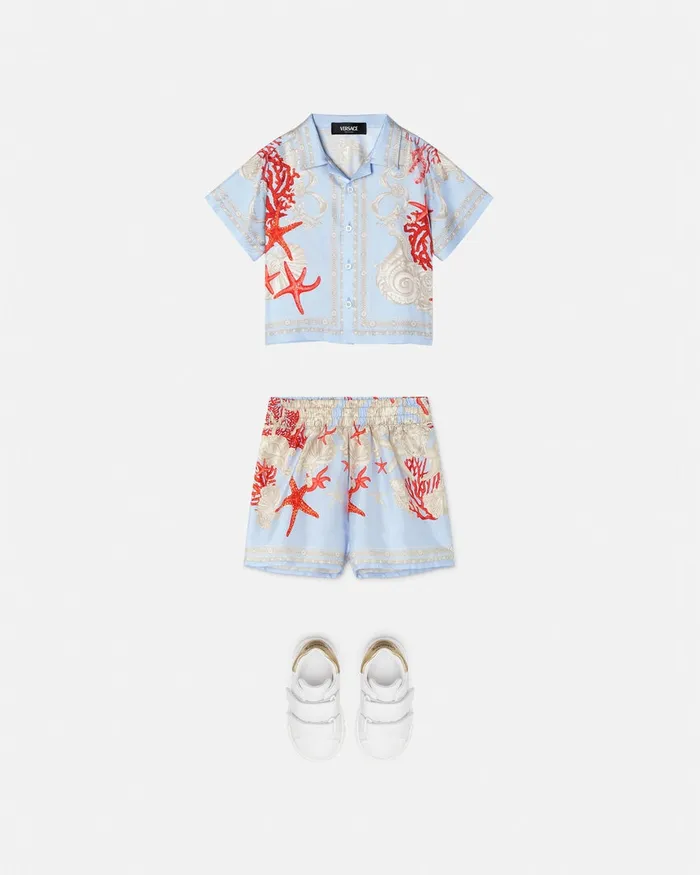 Shirts and Tshirts Kids Versace Barocco Sea Baby Silk Shirt Blueprint