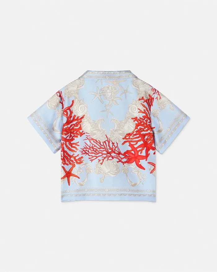 Shirts and Tshirts Kids Versace Barocco Sea Baby Silk Shirt Blueprint