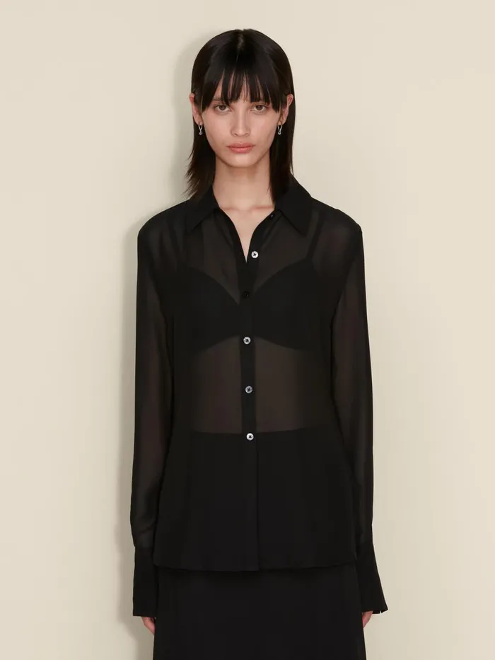 Shirts and Tops Women Holzweiler Youbin Chiffon Shirt Black