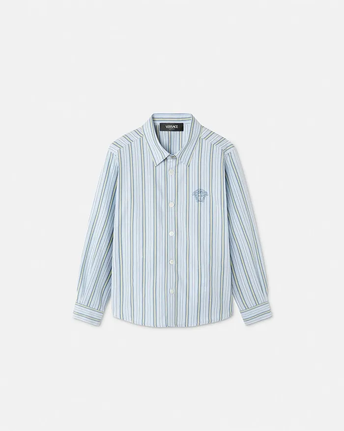 Shirts Kids Versace Striped Medusa Shirt Light Blue