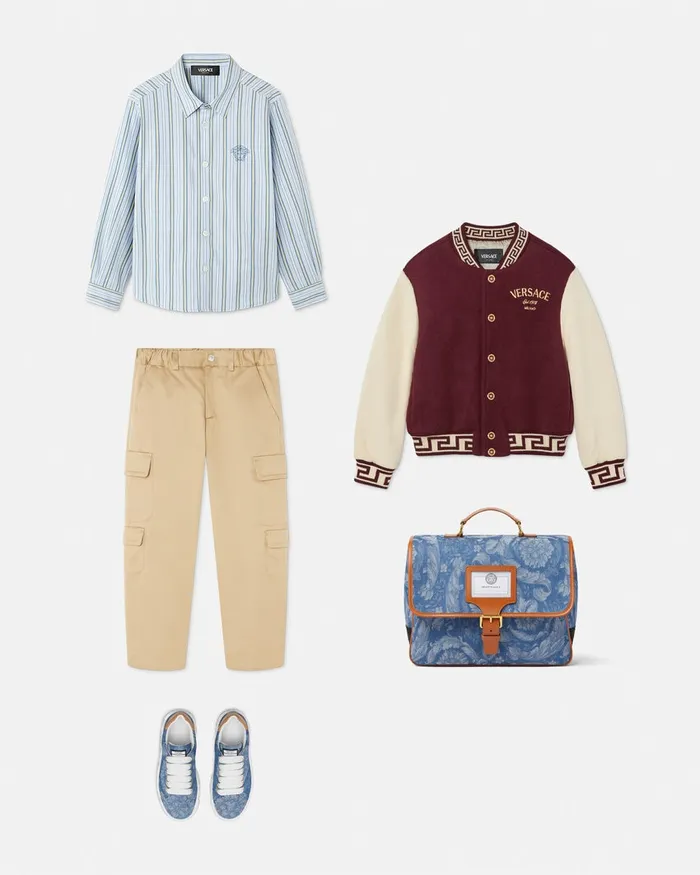Shirts Kids Versace Striped Medusa Shirt Light Blue