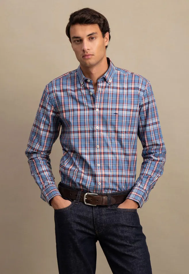 Shirts Men FYNCHHATTON Carroted Shirt With Buttondown Collar Cloud Blueflamenavy Shirts Men FYNCHHATTON Carroted Shirt With Buttondown Collar Cloud Blueflamenavy