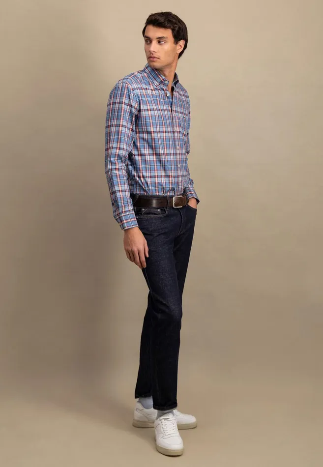 Shirts Men FYNCHHATTON Carroted Shirt With Buttondown Collar Cloud Blueflamenavy