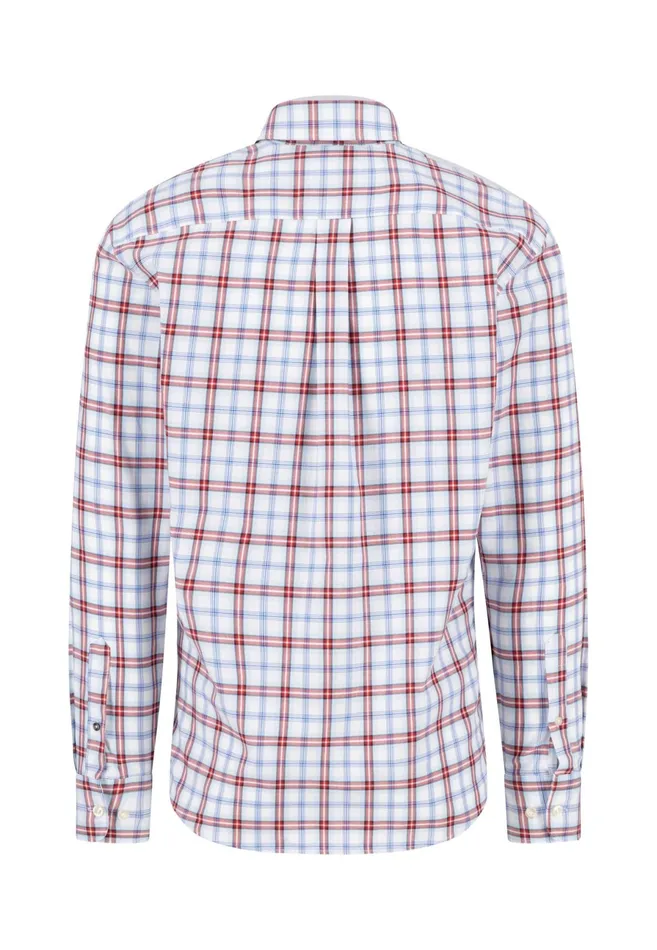 Shirts Men FYNCHHATTON Checked Cotton Shirt With Buttondown Collar Poppy Redstrong Blue