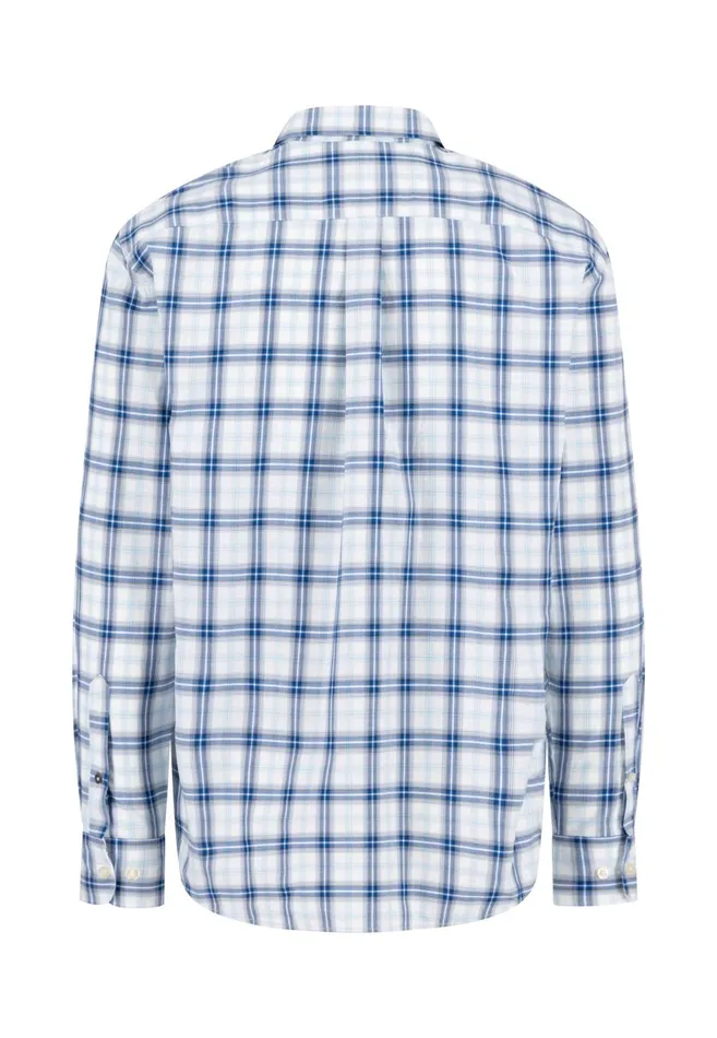 Shirts Men FYNCHHATTON Checked Cotton Shirt With Buttondown Collar Poppy Redstrong Blue