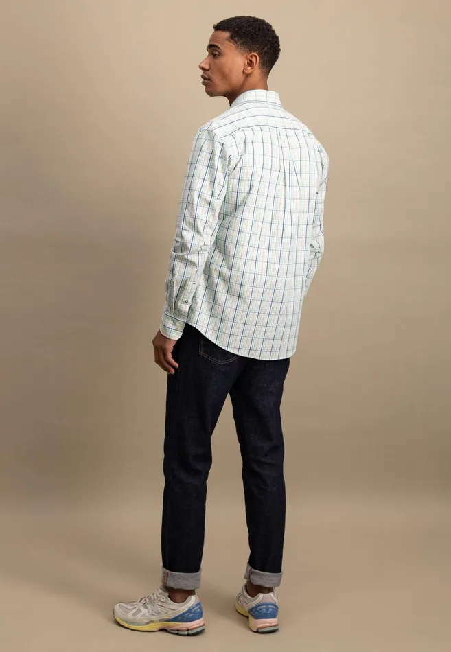 Shirts Men FYNCHHATTON Checked Cotton Shirt With Buttondown Collar Turf Greenpoppy Redpee