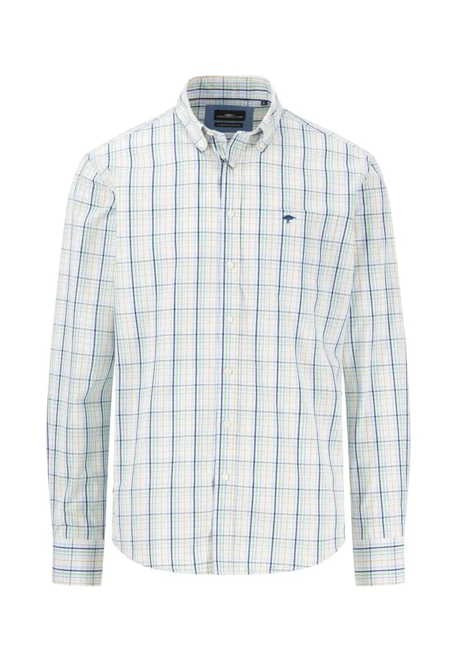Shirts Men FYNCHHATTON Checked Cotton Shirt With Buttondown Collar Turf Greenpoppy Redpee