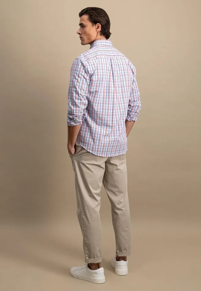 Shirts Men FYNCHHATTON Checked Cotton Shirt With Buttondown Collar Turf Greenpoppy Redpee