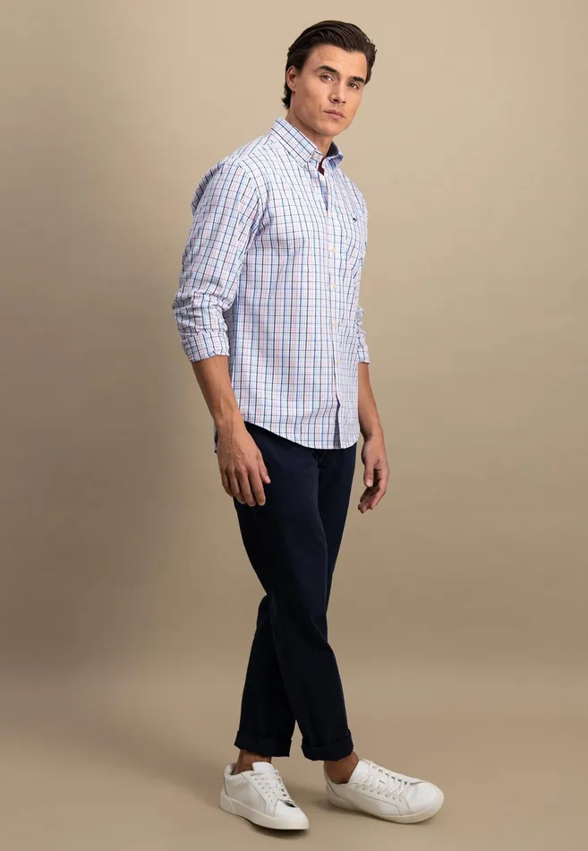 Shirts Men FYNCHHATTON Checked Cotton Shirt With Buttondown Collar Turf Greenpoppy Redpee