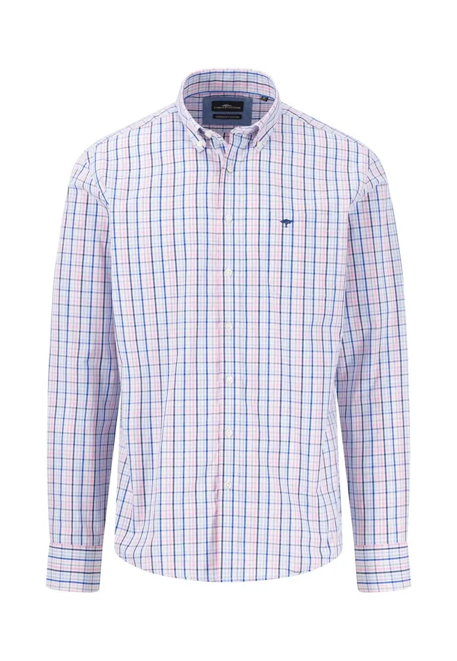Shirts Men FYNCHHATTON Checked Cotton Shirt With Buttondown Collar Turf Greenpoppy Redpee